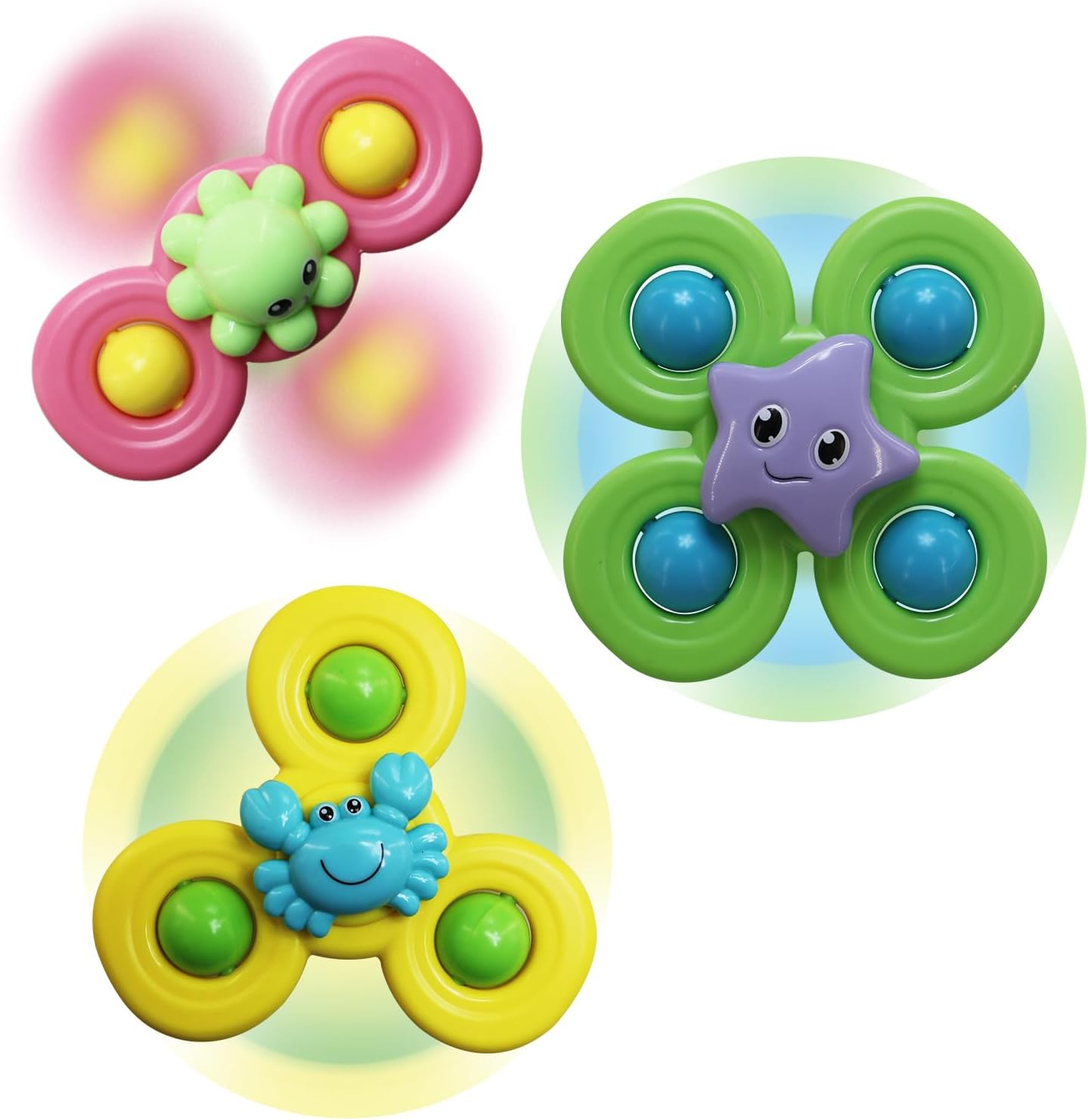 3PCS Suction Cup Spinner Toys for 3 Year Old Baby Boy,Novelty Spinning Tops Bath Toys for Toddlers Kids Age 3 Sensory Baby Toys Girl Boy Birthday Gift Ocean 3PCS