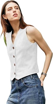 Womens Suede Vest 4 Button V Neck Waistcoat Casual Sleeveless Jacket