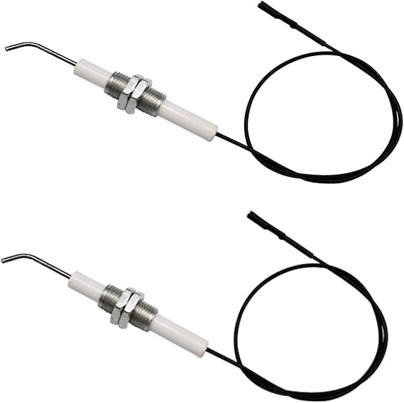 MENSI 11.8" Long Gas Grill Stove Electrode Spark Plug Eletronic Ignition Electrode for Piezo Igniter Pack of 2 with 2.3mm Round Terminal