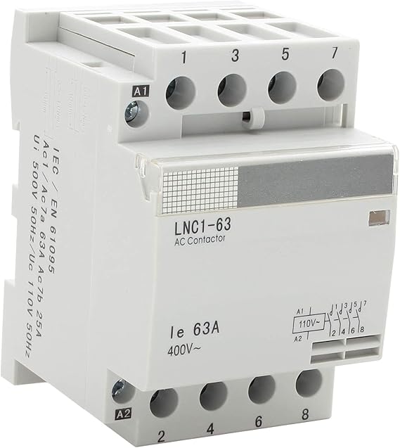 4 Pole Contactor with 120volt AC Coil, AC1 50A HC1-63 N/O Normally Open Universal Circuit Control DIN Rail Mount, Lighting 40A, 30A, Silent Operation