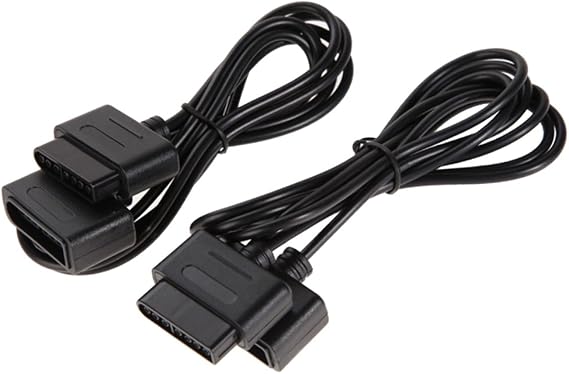 Tiuimk 2-Pack Game Controller Extension Cable for SNES SFC, 1.8m Length, Black Color, High Quality