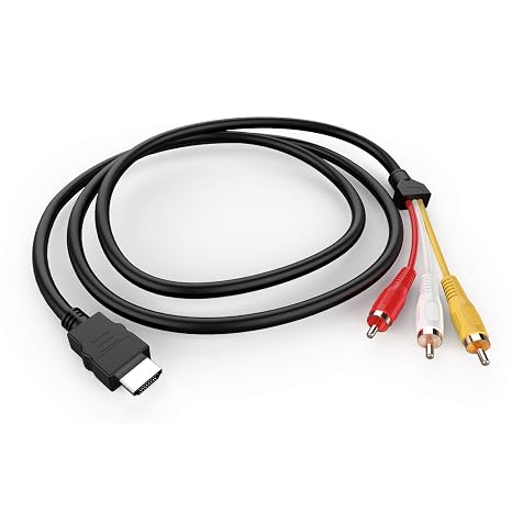 EXR HDMI to RCA Cable, 1080P 5ft/1.5m HDMI Male to 3-RCA Video Audio AV Cable Connector Adapter Transmitter for TV HDTV DVD Black