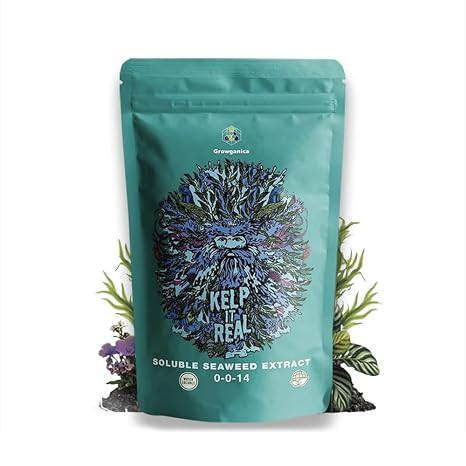 Kelp it Real Organic Seaweed Fertilizer for Plants - Makes 200 gallons - OMRI Listed - Vegan Certified - for Indoor Gardeners, Houseplants, Fruits, Vegetables, Hydroponics - (8oz)
