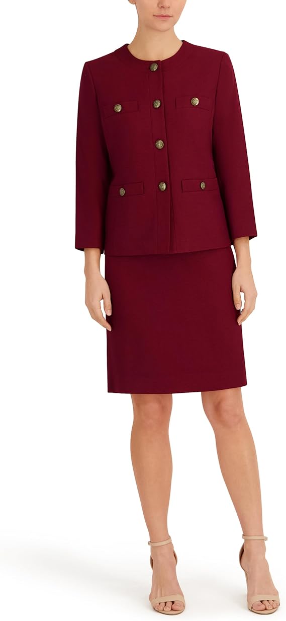 Le Suit Women's 2-piece Button Front Blazer & Skirt Set