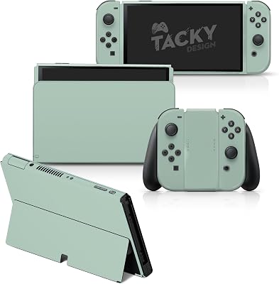 Tacky Design Solid Skin Compatible with Nintendo Switch OLED Skin Wrap Cover, Classic Cover for Switch OLED Stickers, Premium 3M Vinyl Pastel Green, Nintendo Switch OLED