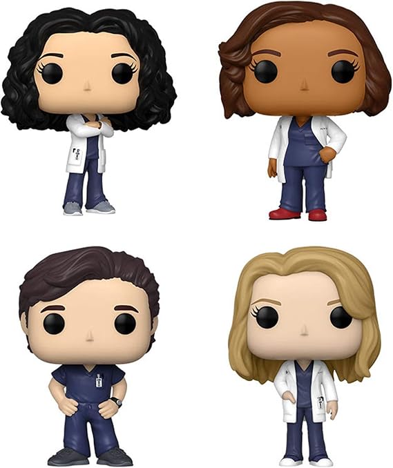 Funko Pop! Greys Anatomy Set of 4: Meredith Grey, Derek Shepherd, Dr. Bailey and Cristina Yang