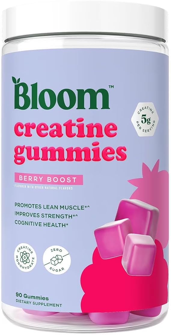 Bloom Nutrition Creatine Monohydrate Gummies, Berry Boost, 30 Servings