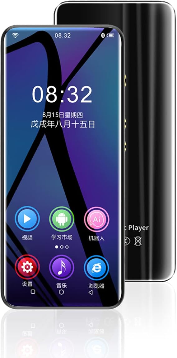 MP3 Player with Bluetooth and, 4.0 Inch Full MP4 MP3 Player with Speaker, for Android Streaming Music Player Portable HiFi Sound Digital Audio Player 2050mAh (Black1)