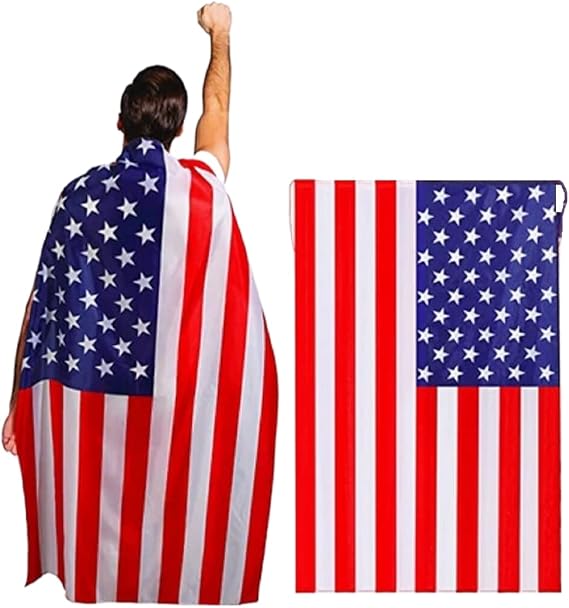 American Flag Cape Cloak Costume, 4th of July Independence Day Decoration, USA Patriotic Flag Cloak for Men Women