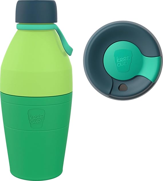 KeepCup 2 in 1 Reusable Stainless Steel Travel Mug and Water Bottle, 530ml, Green