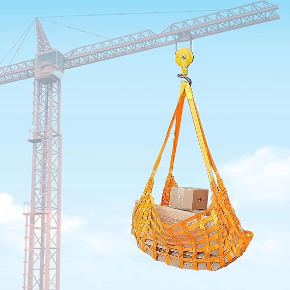 Heavy Duty Cargo Lifting Net Flat Sling Lifting Net, Cargo Lifting Net, Elastic Cargo Net, Cargo Lifting Bag, Heavy Lifting Net Nylon sling nets(4 X 4M/Mesh 15cm/Load 2.5t)