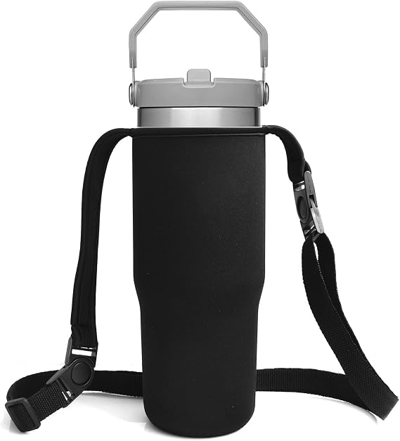 Water Bottle Carrier Sling Bag Sleeve Pouch Holder for 30oz Stanley IceFlow Stainless Steel Tumbler Outdoor Hiking Travelling Camping Picnic