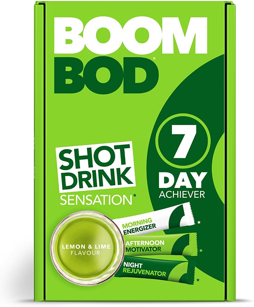 Boombod Diet Shot Drink, 21 Sachets – Lemon Lime Flavor – Metabolism Support Drink – Limit Cravings - Gluten, Dairy, Sugar Free - 10 Calorie Sachets – Glucomannan