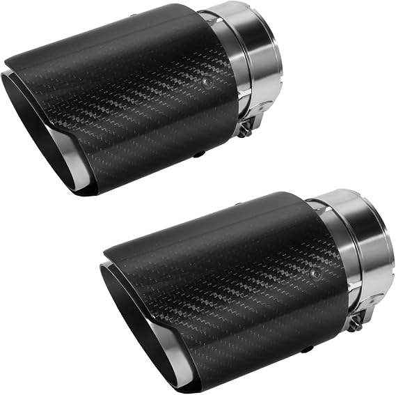 Exhaust Tips Muffler Stainless Steel and Glossy Carbon Fiber
