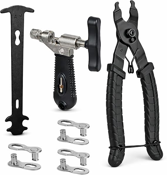 Bike Chain Tool, Bicycle Chain Tool with Master Link Plier Chain Breaker and Chain Wear Checker for Bike Chain link Removal Repair