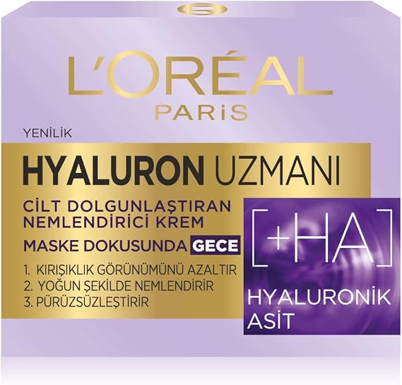 L'OREAL PARIS Hyaluron Uzmanı Cilt Dolgunlaştıran Nemlendirici Gece Kremi