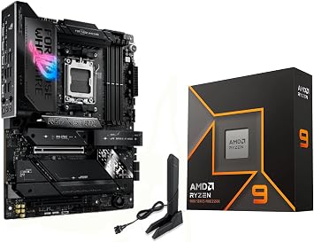 Micro Center AMD Ryzen 9 9900X CPU Processor with ASUS ROG Strix X870E-E Gaming WiFi X870 ATX Motherboard (18+2+2 Power Stages, WiFi 7, 5X M.2, PCIe 5.0, USB4)