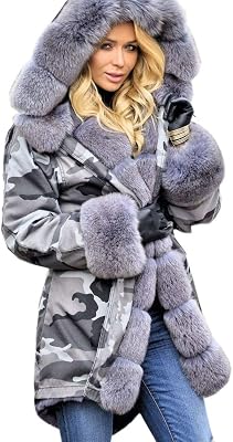 Roiii Women Thicken Warm down alternative Lightweight Winter Coat Hooded Jacket Size S-XXL