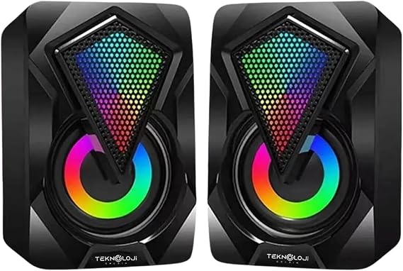 Computer Speaker Led Illuminated Rgb Laptop Pc Compatible 1+1 Speaker
