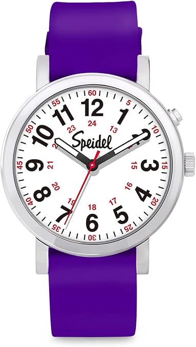 Speidel Glow Scrub WatchTM,Electroluminescent Dial,Nurses,Doctors,Students 3ATM, Engraved Purple