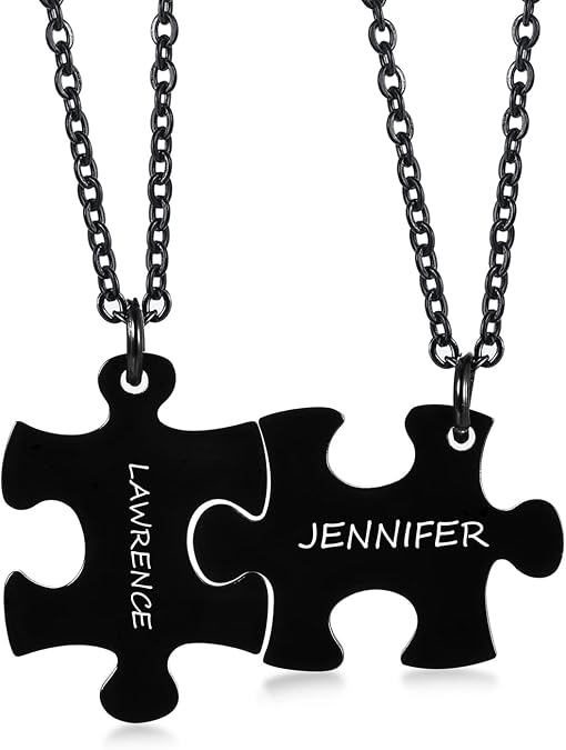 Hisatan Personalized Necklace Custom 2/3/4/5/6 Pieces Matching Puzzle Piece BFF Friendship Necklaces Set, Stainless Steel Best Friends Forever Soul Sister Gift for Women Men