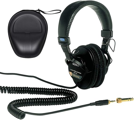 Sony MDR-7506 Professional Large Diaphragm Headphones with Headphone Case Bundle