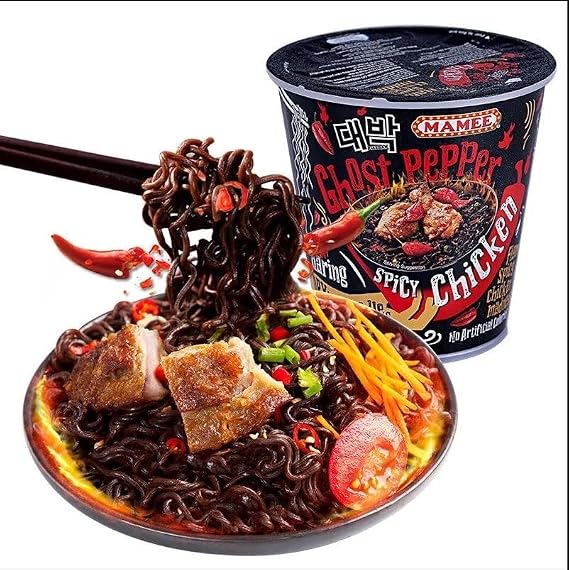 Ghost Pepper Noodles Spicy Dry Mixed Noodles 80g/barrel, 1 Million Spiciness, Hot Pepper Spicy Instant Dry Mixed (2 buckets)