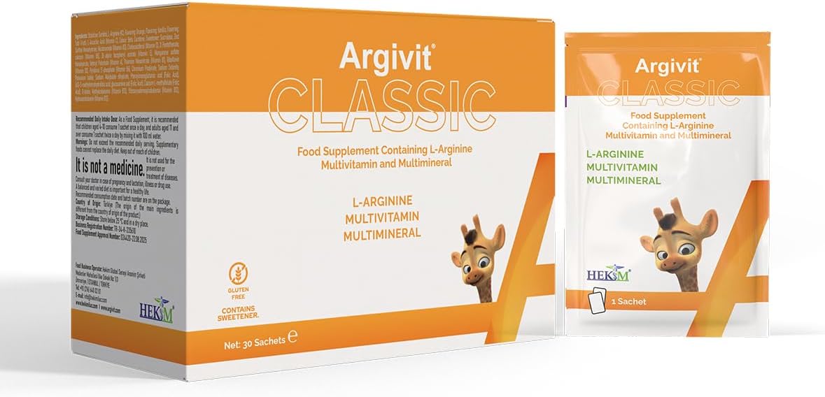 Argivit Classic 30'lu Şase, L-Arjinin, Multivitamin ve Multimineral İçeren Takviye Edici Gıda