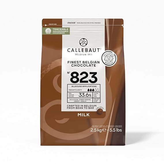 Callebaut No. 823 Finest Belgian Milk Chocolate Callets 2.5kg Bag