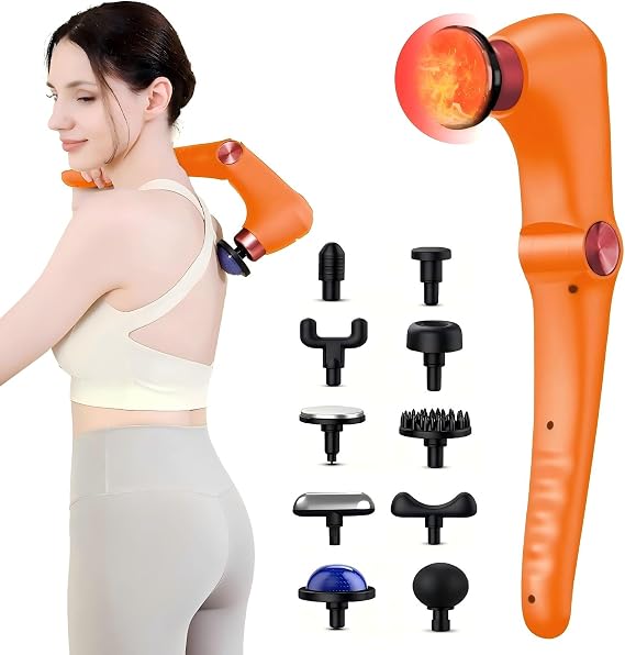 Massage Gun with Heat, Folding Muscle Massager, Massager Gun, Deep Tissue Percussion Massage Gun, 9 Speeds for Back, Shoulders,