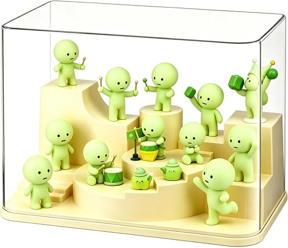 Display Shelf Compatible with Smiski Mini Figures, Dustproof Acrylic Display Boxes with Removable Top Lid, Collectible Display Case for Blind Box Figures, Action Figures & Mini Statues