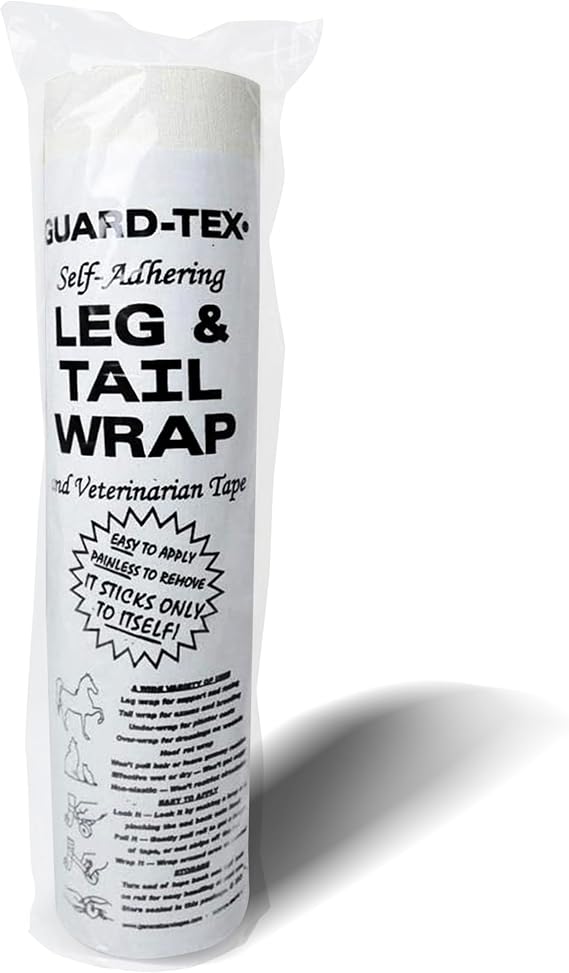 White Leg & Tail Wrap - 3" x 30 Yards Self Adhesive Waterproof Vet Wrap for Horses, Dogs & Other Animals - Cohesive Vet Tape, Pet Bandage, and Wound Wrap