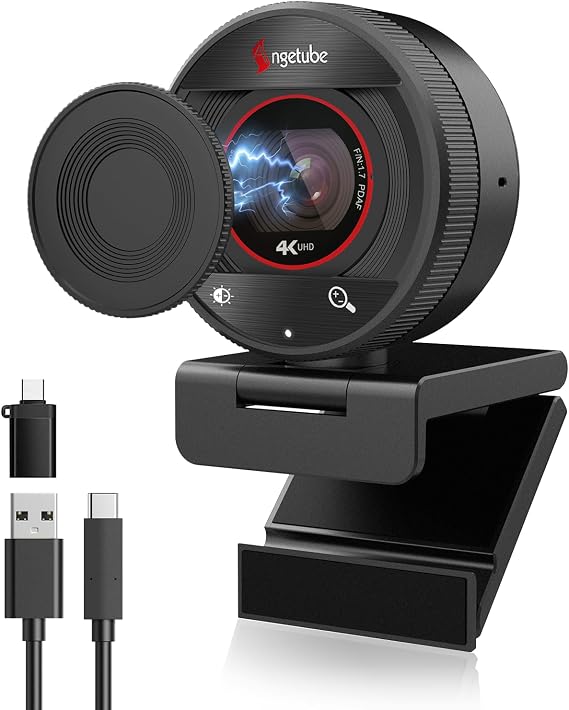 Angetube 4K Webcam for PC&Mac, 1080P@60fps Autofocus Webcam with Microphone