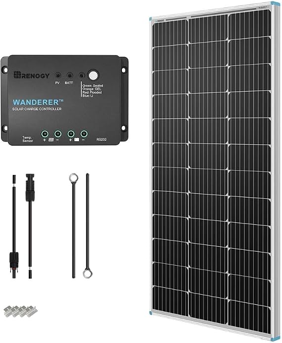 Renogy 100W 12V Solar Panel Starter Kit with 30A PWM Controller