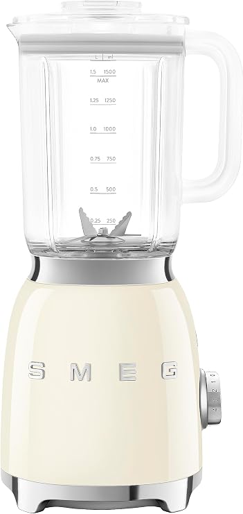 SMEG BLF03 Retro Style Blender 600W Countertop Blender with 48 oz BPA-Free Jug, 3 Speeds + Pulse, Ice Crush & Smoothie Functions 50s-Inspired Design-Cream