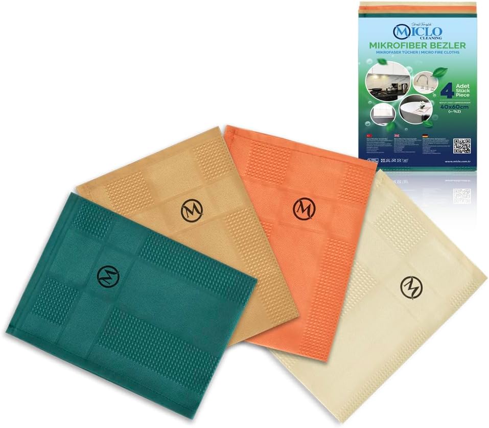 MICLO CLEANING | Microfiber Cleaning Cloth | Magic Cloth, Glass Cloth Mirror Cloth | 4 Pack | Emerald Series