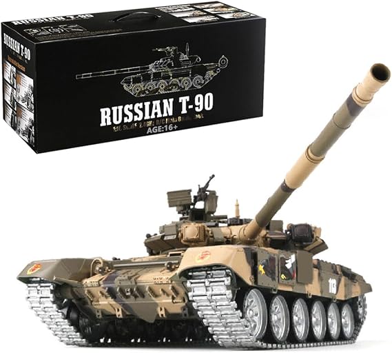 Russian T-90 Main Battle Tank That Shoot, 1/16 2.4G RC Military Vehicle Model Set with Infrared Battle and Sound and Light Effects (Pro Version)