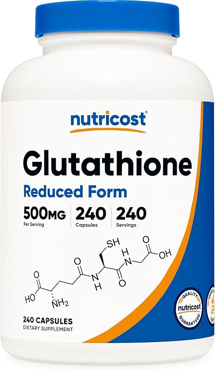 Nutricost Glutathione Capsules 500mg, 240 Capsules - Gluten Free, GMO Free