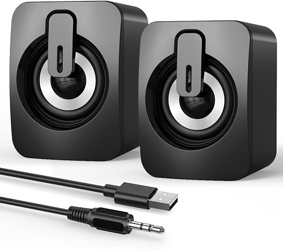 Computer Speakers for Desktop,Portable PC Monitor Speaker,Mini Speakers for Desktop,Laptop,Small USB Speaker with Stereo Sound, 2 Ports,2 Speaker Units,Easy Volume Control