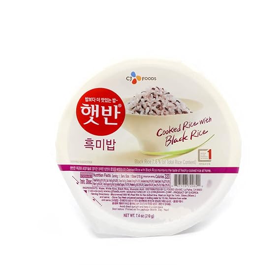 CJ Cooked Rice with Black Rice Hetbahn, 7.4-oz (12 Count), Instant & Microwaveable