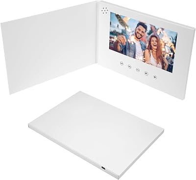 Diyeeni Video Greeting Card, Customizable Video Book with LCD Screen, 720P HD Video Playback, 128M Memory Video Brochure for Anniversary, Christmas, Wedding, Father Day 7in