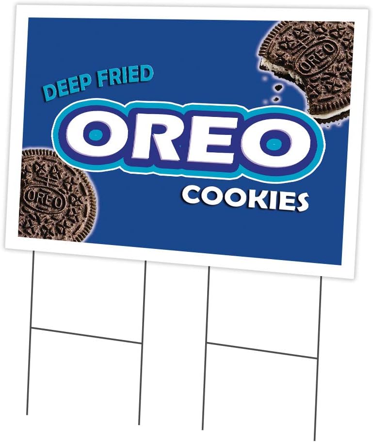 Deep Fried Oreo 24 x 36 Yard Sign & Stake | Advertise Your Business | Stake Included Double Sided Image | Made in The USA