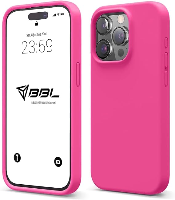 Babilden iPhone 15 Pro Max İle Uyumlu Kılıf İnce Ve Dayanıklı Sıvı Silikon 3 Katmanlı Tam Kaplamalı Şık Yumuşak Jel Hissi Yüksek Kalite Kauçuk Telefon Kılıfı (Parlak Pembe)