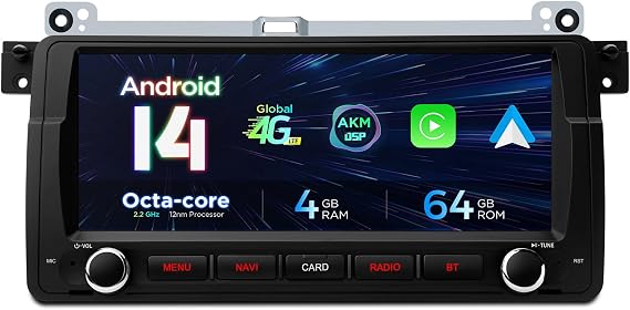 XTRONS 8.8 Inch Android 14 Car Stereo for BMW E46 (1998-2005), IPS Touch Screen 4+64GB Car Radio GPS Navigation Global 4G LTE Built-in DSP Head Unit Support Wireless CarPlay Android Auto | IPS Touch Screen Android 14 Head Unit, Support Wireless CarPlay/Android Auto, GPS Navigation, Bluetooth, DSP, 4G, Gyro Sensor