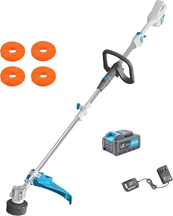RB 17" 40V Cordless String Trimmer with 2Ah Battery & Charger | Bump feed .095" heavy duty line. 2-in-1 trimmer and edger. 2 speed with low vibration. 40V battery powered for lawn care.