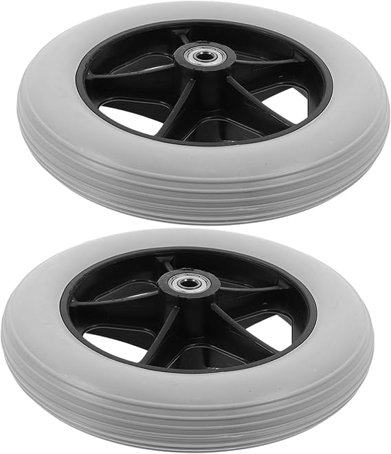 Shineofi 2Pcs Universal Wheelchair Front Wheels Replacement Plastic Caster Wheels for Wheelchair Walker Shopping Cart Trolley 7.48In Diameter