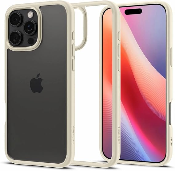 Spigen iPhone 16 Pro Max ile Uyumlu Kılıf Crystal Hybrid Sararmaya Dayanıklı Bej Şeffaf Kapak - ACS08030 (Spigen TR Garantili)