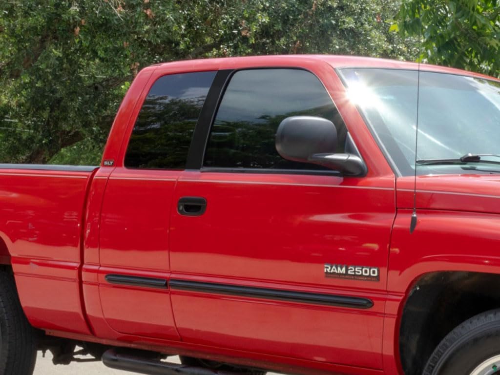 Rvinyl Pillar Post Pre Cut Window Trim Kits in Matte Black Compatible with Dodge Ram 1994-2001 ClubCrewExtended Cab - Adhesive Backs