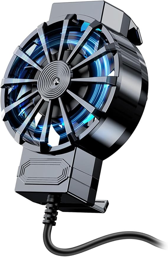 Cellphone Cooler Mobile Game Portable Cooler Cooling Fan USB Powered Heat Sink Suitable for 4 to 6.7in Smartphones, 74x54x20mm, Black
