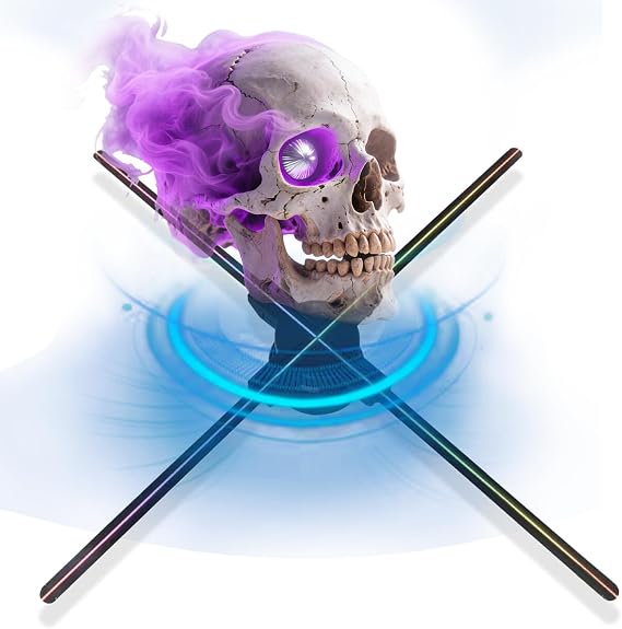 3D Hologram Fan Display, Holographic w/768 Pcs LED Beads, 1080P High Brightness LED Light Naked Eye Hologram Fan Suitable for Synchronization, for Shop Trade Show 25.6"